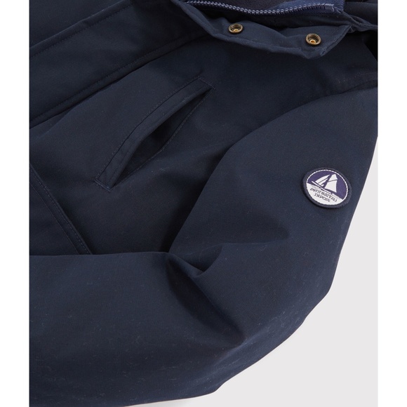 New Petit Bateau Toddler Navy Coated Cotton Parka - Picture 3 of 5